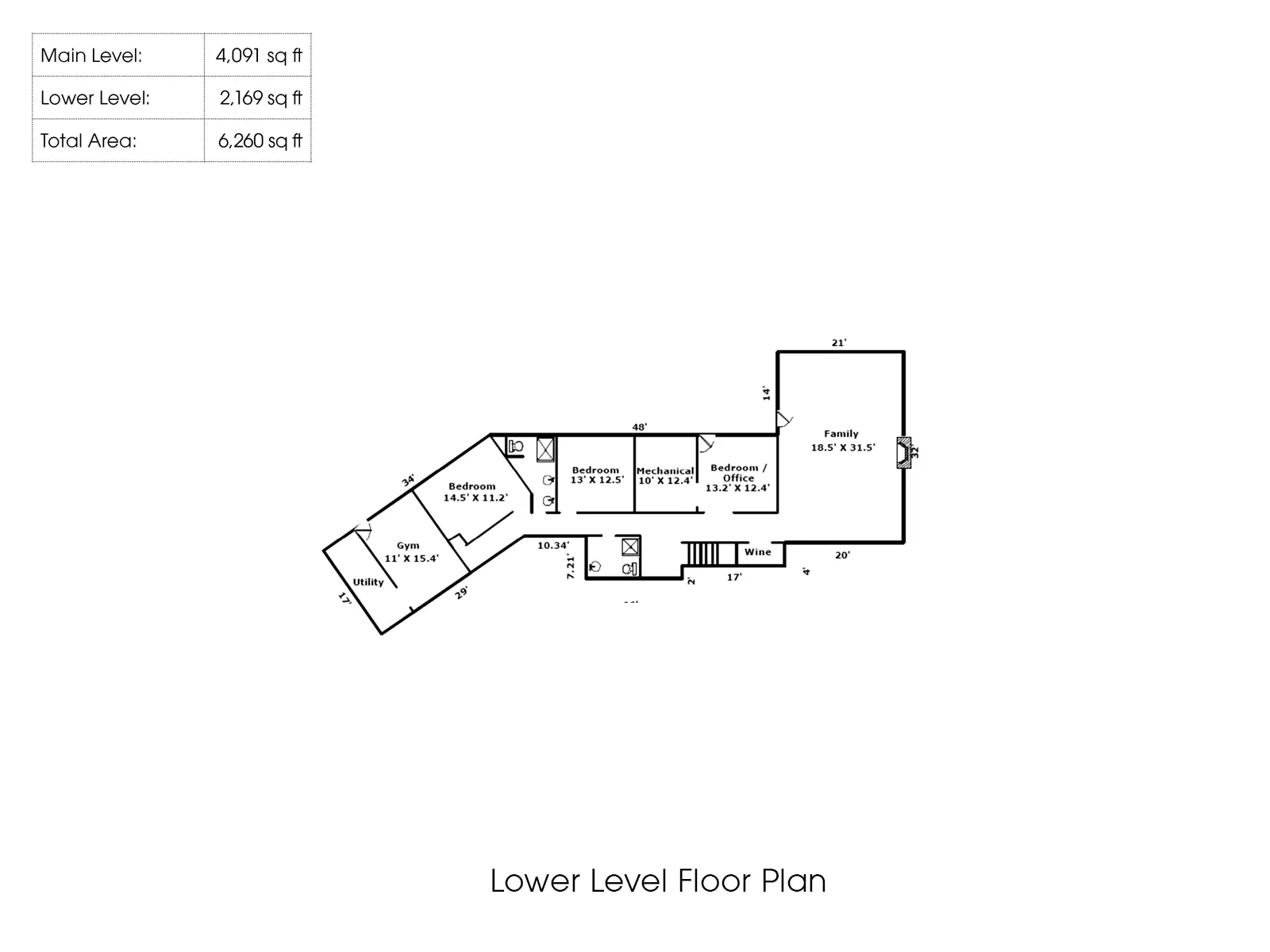 lower level floor plan with sq ft